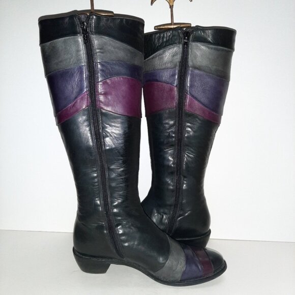 ARNOLD CHURGIN Handmade Colorblock Knee High Tall Boot Genuine Leather Sz US 6.5 - Picture 13 of 15